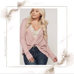 NWT NanaMacs Open Up Knit Top Mauve